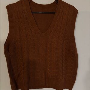 Brown Cable Knit Sweater vest